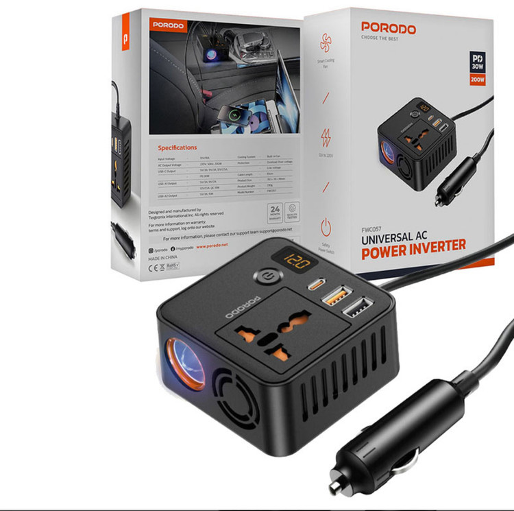 اینورتر فندکی خودرو پرودو Porodo FWCH057 Inventer Car 200W - تصویر 4