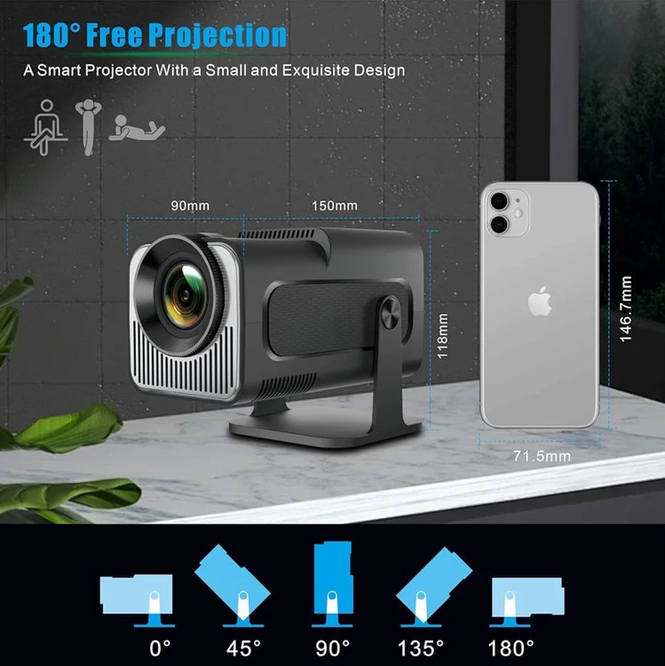 ویدیو پروژکتور هوشمند مدل HY320 Mini اندروید قابل حمل | Projector HY320 Mini Newly Native 720P Android 11 4K - تصویر 2