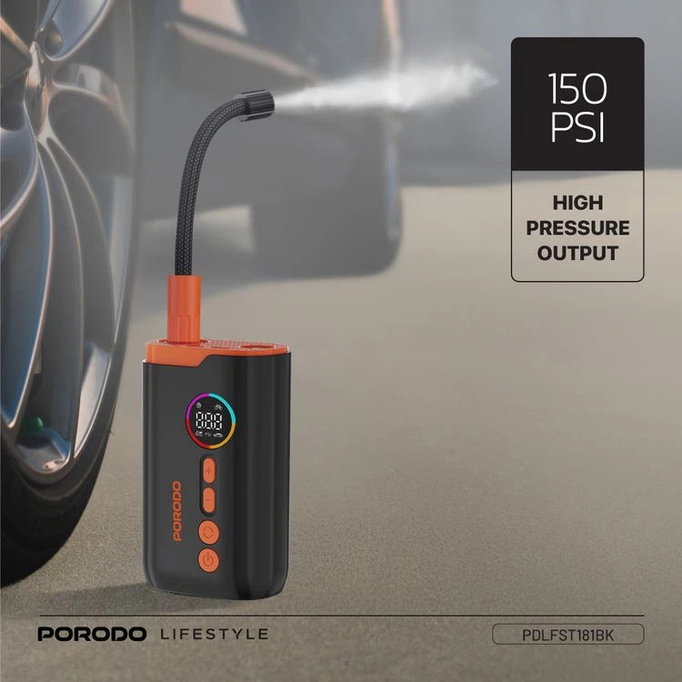 پمپ باد و چراغ قوه شارژی پرودو Porodo Lifestyle Electric Air Inflator PD-LFST181 - تصویر 7