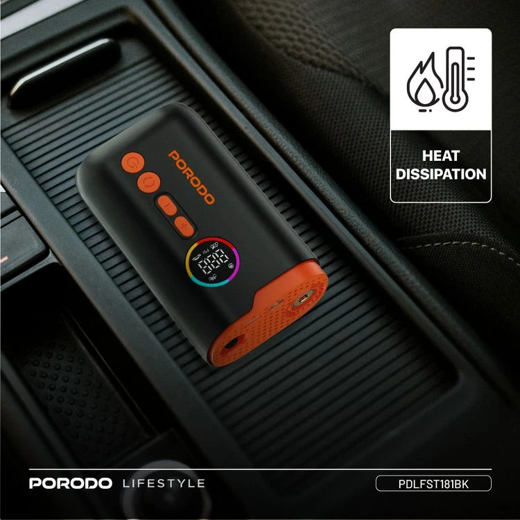 پمپ باد و چراغ قوه شارژی پرودو Porodo Lifestyle Electric Air Inflator PD-LFST181 - تصویر 10